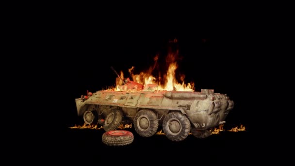 Płonący Pojazd Podtrzymujący Piechotę — Wideo stockowe