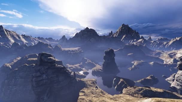 ファンタジーな惑星の石の崖と丘 — ストック動画