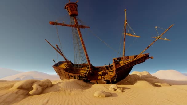 Schiff Wüstensand — Stockvideo