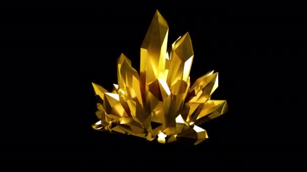 Točící Zlatý Krystal Ostrými Hranami — Stock video