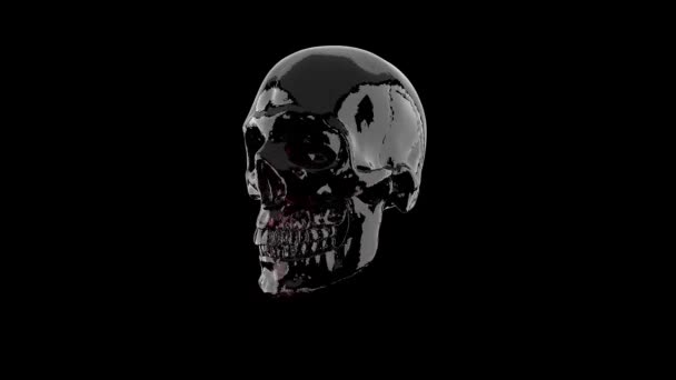 Rotating Transparent Glass Skull — Stock Video