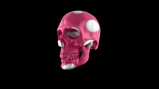 Art Object Skull Color Pink Coloring — Stock Video