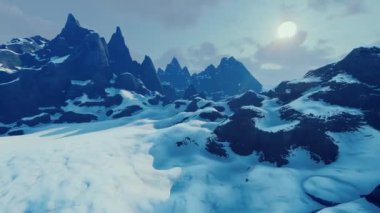 Dağ Sırasının Panoraması / Dağ manzaraları, doğal fenomenler ve ekoloji teması üzerine 3D animasyon