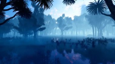 Tropik bitkiler ve göl