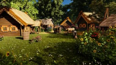 Köy avlusu ve binalar