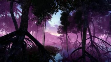 Sisteki orman. Doğa ve ekoloji, iklim ve manzara konulu animasyon.