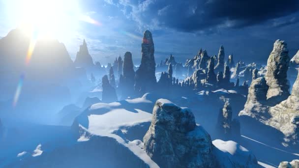 冬の山々 地域や風景 3Dアニメーションとエコロジーのテーマに関するアニメーション — ストック動画