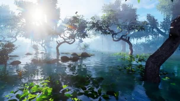 Панорама Болота Джунглей Анимация Тему Природы Территорий Климата Экологии — стоковое видео