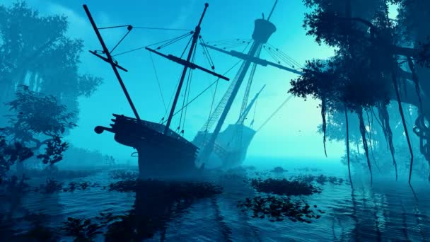 Adadan Ayrılan Eski Gemi — Stok video