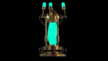 Mekanik Element. Steampunk ve Teknoloji, Mekanizma ve Fantezi teması üzerine animasyon..