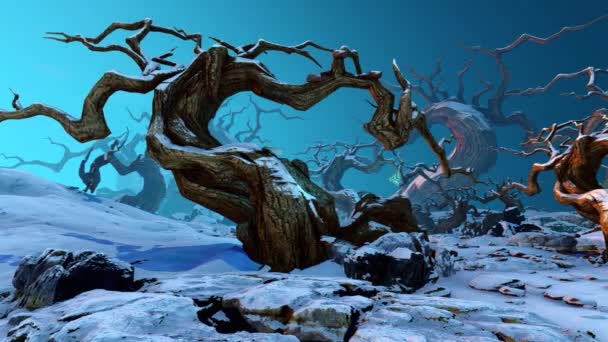 Märchenwald Mit Knöchernen Bäumen Und Ästen Animation Zum Thema Märchen — Stockvideo