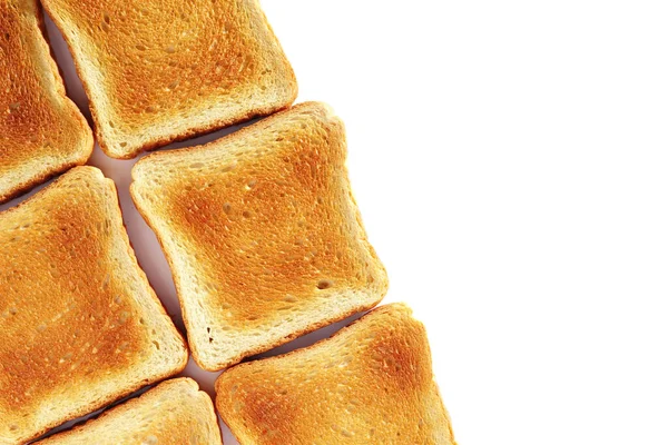 Kromki Tostowego Chleba Białym Tle Widok Góry Miejsca Ksero — Zdjęcie stockowe