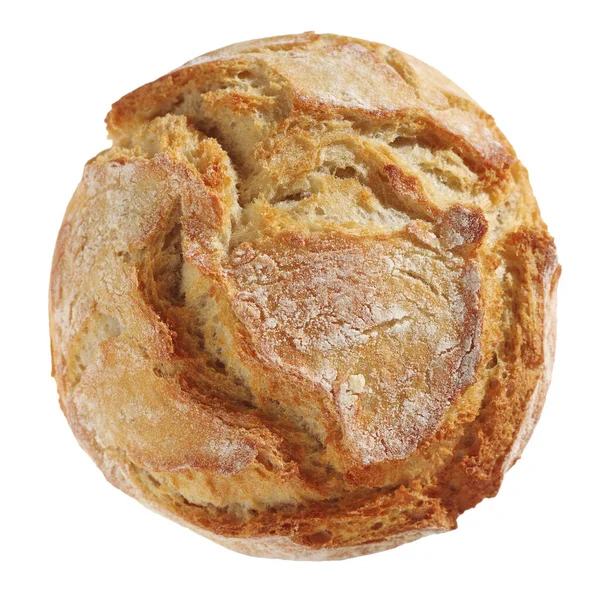 Chleb Pszenny Izolowany Białym Tle Zbliżenie Widok Góry — Zdjęcie stockowe