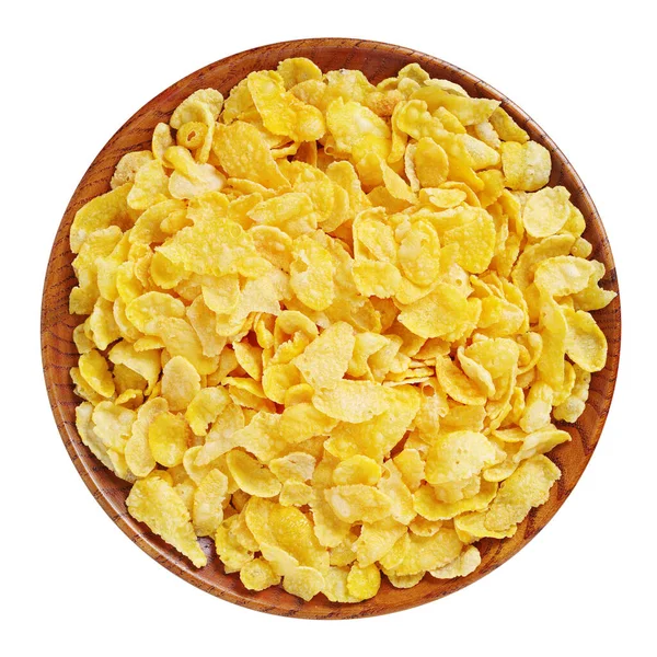 Cornflakes Houten Plaat Geïsoleerd Witte Achtergrond Bovenaanzicht Traditioneel Ontbijtgranen — Stockfoto