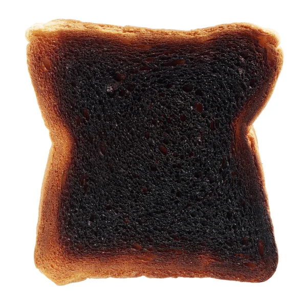Kawałek Spalonego Tostowego Chleba Izolowany Białym Tle Widok Góry — Zdjęcie stockowe
