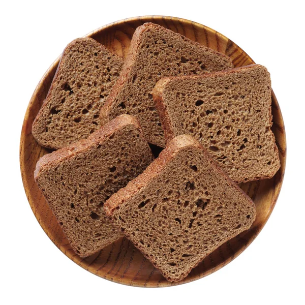 Plátky Malého Žitného Chleba Dřevěné Desce Izolované Bílém Pozadí Horní — Stock fotografie