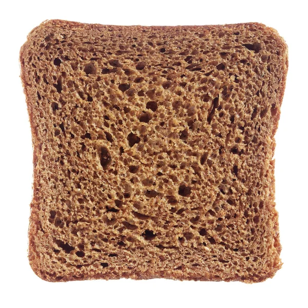 Kawałek Chleba Żytniego Izolowany Białym Tle Widok Góry — Zdjęcie stockowe