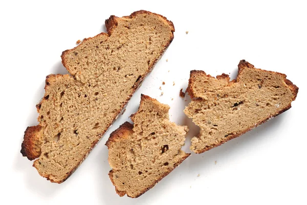 Kawałki Chleba Żytniego Białym Tle Widok Góry — Zdjęcie stockowe