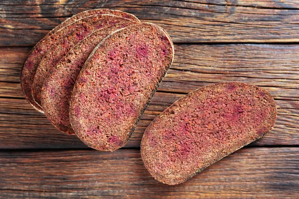 Potongan Roti Gandum Dengan Sayuran Atas Kayu Latar Belakang Pemandangan — Stok Foto
