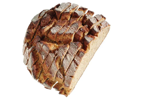 Chleb Żytni Plasterkach Izolowany Białym Tle Widok Góry — Zdjęcie stockowe