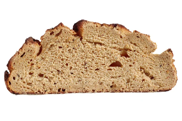 Krajíc Žitného Chleba Izolované Bílém Pozadí Horní Pohled — Stock fotografie