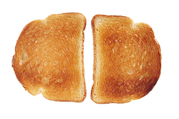 白い背景に隔離されたトーストしたパンのスライス トップビュー — ストック写真