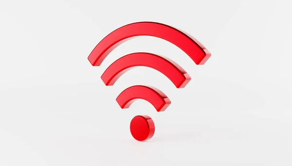 Red Icon Isolated White Wifi Symbol Illustration Render — Stock Photo, Image