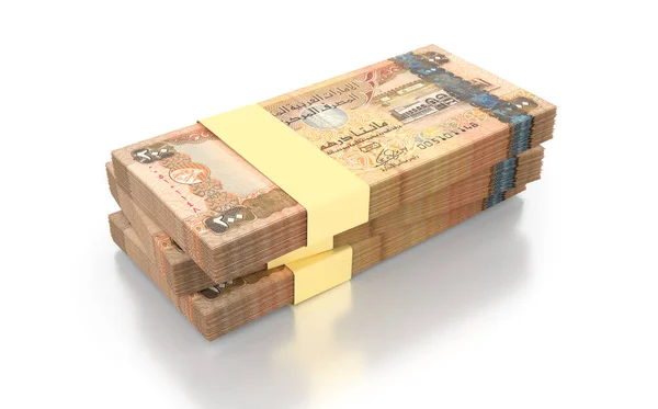アラブ首長国連邦通貨ディルハム200ノート白の背景に孤立 3Dイラストレンダリング — ストック写真