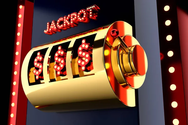 Golden Slot Machine American Dollar Symbol Big Win Concept Casino — Stock Photo, Image