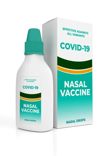 Covid Corona Nasal Vaccine Protection Isolated White Background Illustration Rendering — Stock Photo, Image