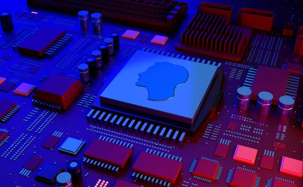 AI Artificial Intelligence Human Thinking Micro Processor Concept - 3D Illustration Rendering