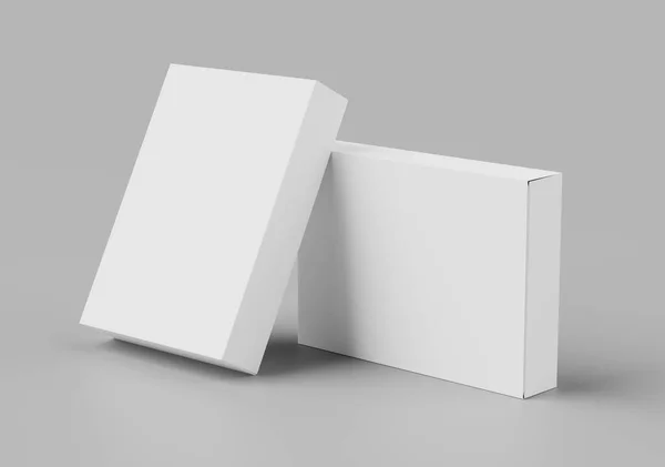 Cajas Blancas Blanco Mockup Pila Illustration Render —  Fotos de Stock