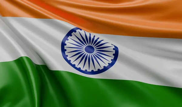 Sventolando Bandiera India Primo Piano Illustrazione Del Rendering Foto Stock