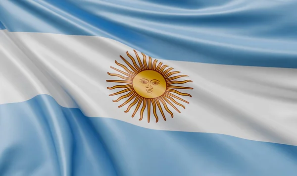 Sventolare Argentina Bandiera Tessuto Raso Render Illustrazione Foto Stock Royalty Free