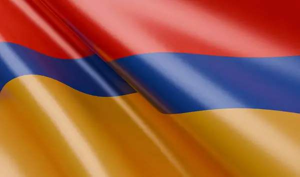 Tessuto Raso Bandiera Sventolando Armenia Render Illustrazione Foto Stock Royalty Free