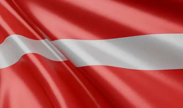Waving Austria Flag Saténová Tkanina Ilustrace Render Stock Snímky