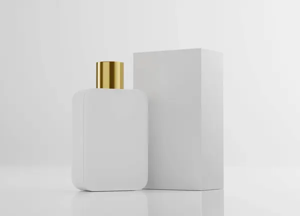 Blank White Perfume Bule Mockup Box Render Стоковое Фото