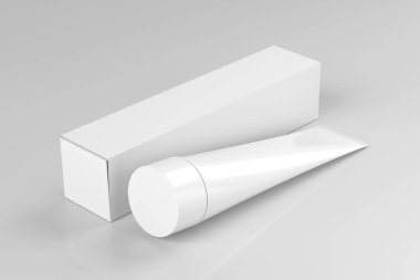 Boş Beyaz Diş macunu Yapılandırma Kremi Tüpü - 3B Görüntü Görüntüleme