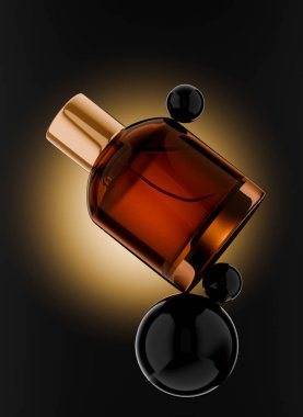 Küreli Şatafatlı Parfüm Şişe Modeli - 3B Görüntü Görüntüleme