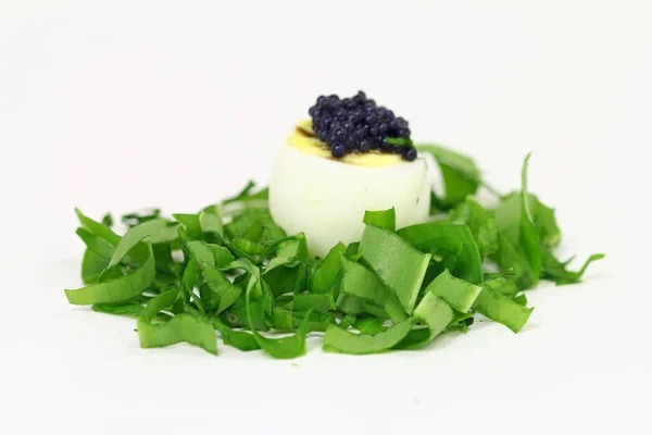 Œuf Caille Ail Sauvage Caviar Remplacement — Photo