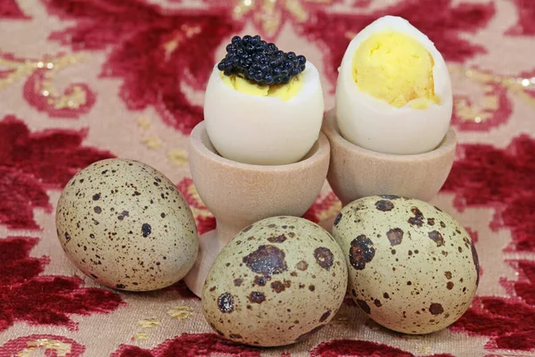 Quail Egg Wild Garlic Caviar Substitute — Stock Photo, Image