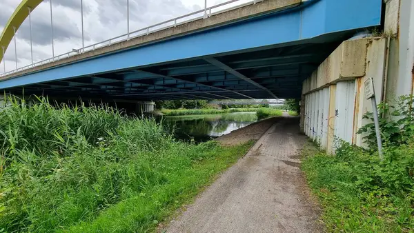 Stock image  Datteln-Hamm Canal, end of the canal in Hamm-Uentrop near the Sri Kamadchi Ampal Temple