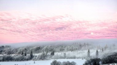  Full moon and fog in winter around Kempenfeldrom/Veldrom clipart