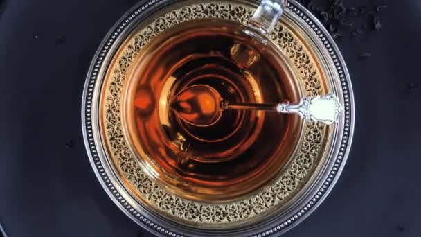 Gorąca Słodka Herbata Filiżance Starym Tle — Wideo stockowe