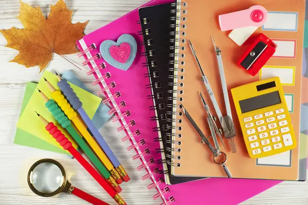 School Supplies Laid Out Composition Light Background Back School Royalty Free Stock Images