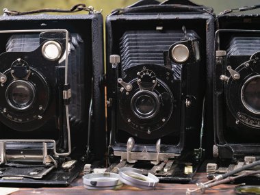 Ahşap bir arka planda eski bir kompozisyon.