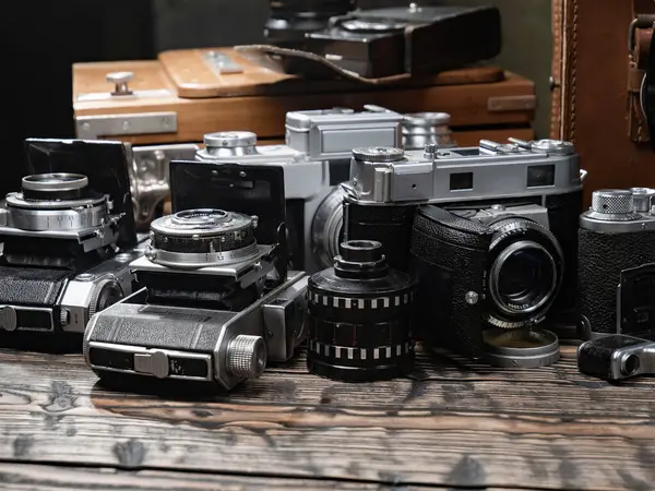 Ahşap bir arka planda eski bir kompozisyon.