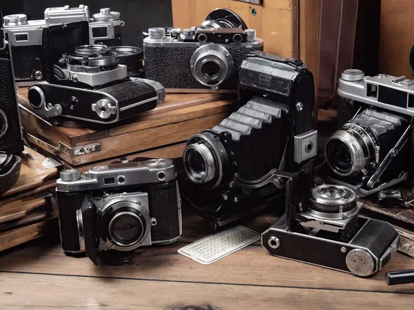 Ahşap bir arka planda eski bir kompozisyon.