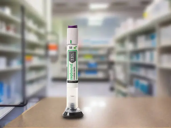 Eli Lilly 'den Zepbound enjeksiyon kalemi, yetişkinlerin obezite veya aşırı kilolu (kilolu) Kopenhag, Danimarka - 9 Kasım 2023.