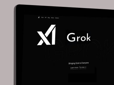 Bilgisayar ekranında Elon Musk 'ın XAI' dan Grok logosu. Kopenhag, Danimarka - 25 Ocak 2025.